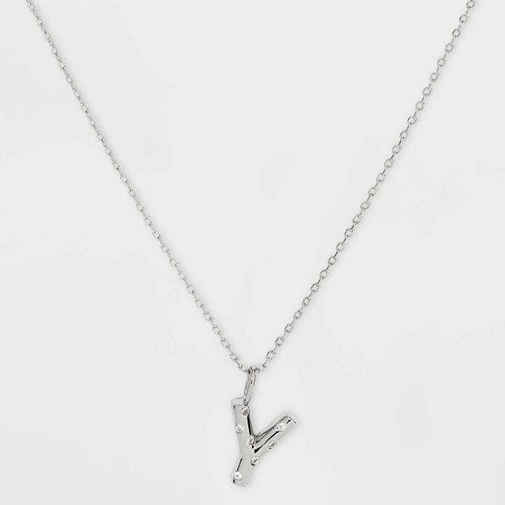 Silver Plated Cubic Zirconia 'y' Pendant Necklace - A New Day