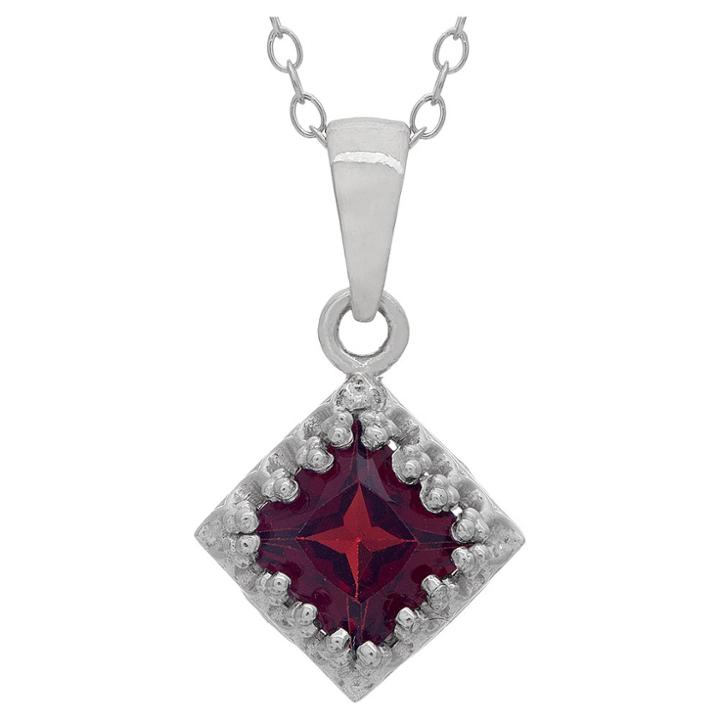 1 1/4 Tcw Tiara Garnet Crown Pendant In Sterling Silver, Women's, Red