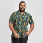 Men's Tall Floral Print Standard Fit Short Sleeve Button-down Camp Shirt - Goodfellow & Co Navy Mt,