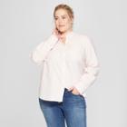 Women's Plus Size Striped Long Sleeve Camden Button-down Shirt - Universal Thread Pink X