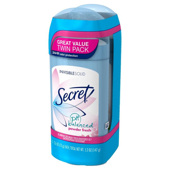 Secret Ph Balanced Powder Fresh Invisible Solid Antiperspirant And Deodorant Twin Pack