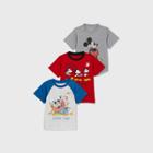 Toddler Boys' 3pk Mickey Mouse Short Sleeve T-shirts - 18m, Black/blue/gray