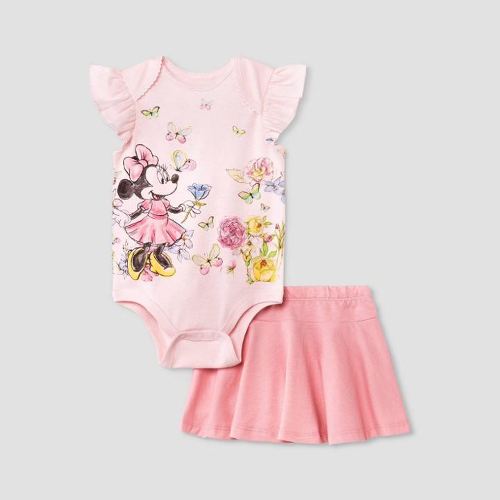 Baby Girls' Disney Mickey & Minnie Mouse Friends Top And Bottom Set - Pink