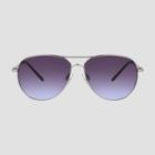 Women's Aviator Metal Shiny Sunglasses - A New Day Silver, Women's, Size: Small, Grey/silver