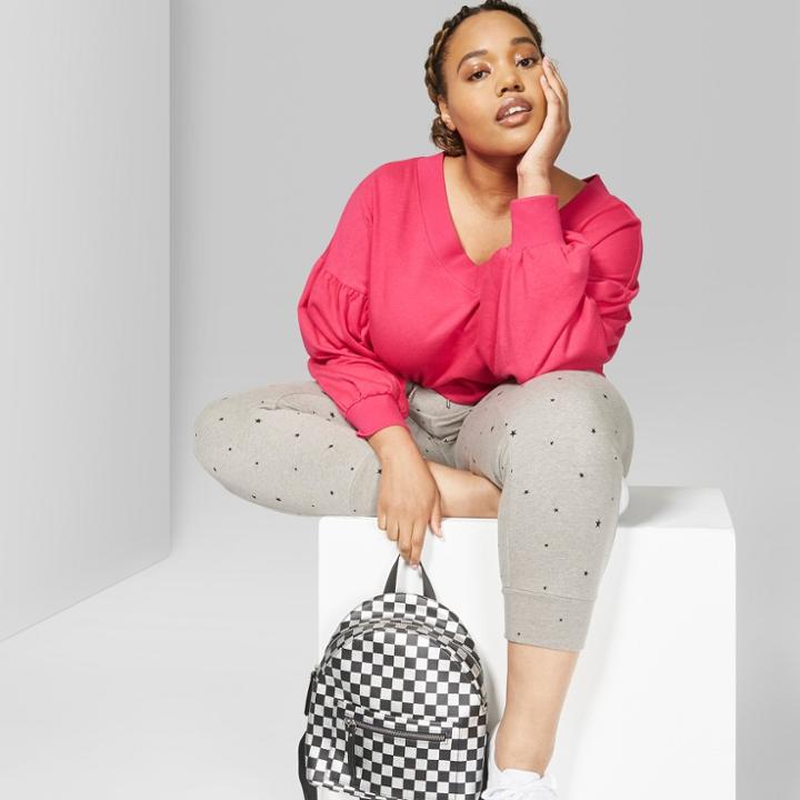 Women's Plus Size Star Print Jogger Pants - Wild Fable Heather Gray