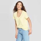 Women's Short Sleeve V-neck Monterey Pocket T-shirt - Universal Thread Yellow Xl, Glisten Yellow