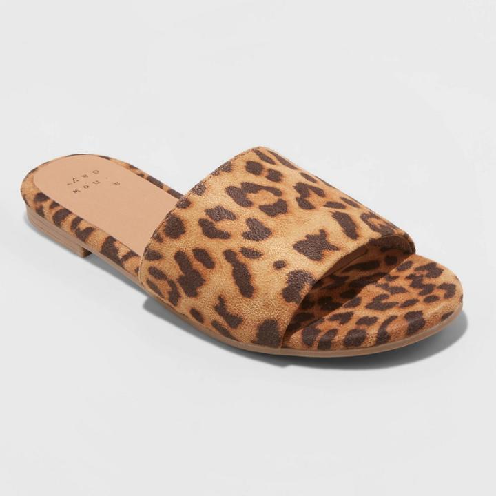 Women's Marcie Microsuede Slide Sandals - A New Day Brown