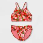 Girls' Floral 2pc Bikini Set - Art Class Orange