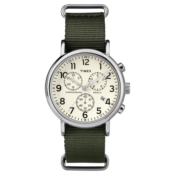 Timex Weekender Slip Thru Nylon Strap Chronograph Watch - Green Tw2p71400jt, Adult Unisex