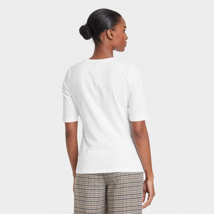 Women's Elbow Sleeve T-shirt - Who What Wear White