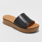 Women's Kenna Wood Flatform Slide Sandals - Universal Thread Black