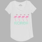 Women's Short Sleeve Florida Flamingo Graphic T-shirt - Awake White