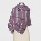 Women's Plaid Blanket Scarf - A New Day Purple