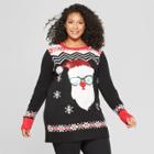 Women's Plus Size Christmas Santa Claus Tunic Ugly Sweater - 33 Degrees (juniors') Black
