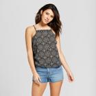 Women's Ruffle Trim Tank Top - Universal Thread Black Print