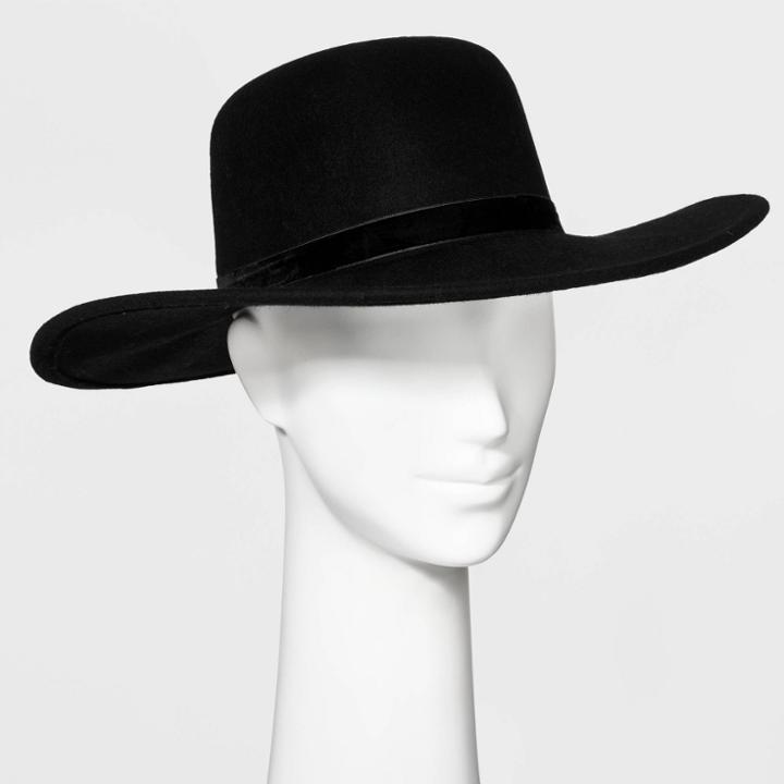 Women's Wide Brim Felt Hat - A New Day Black