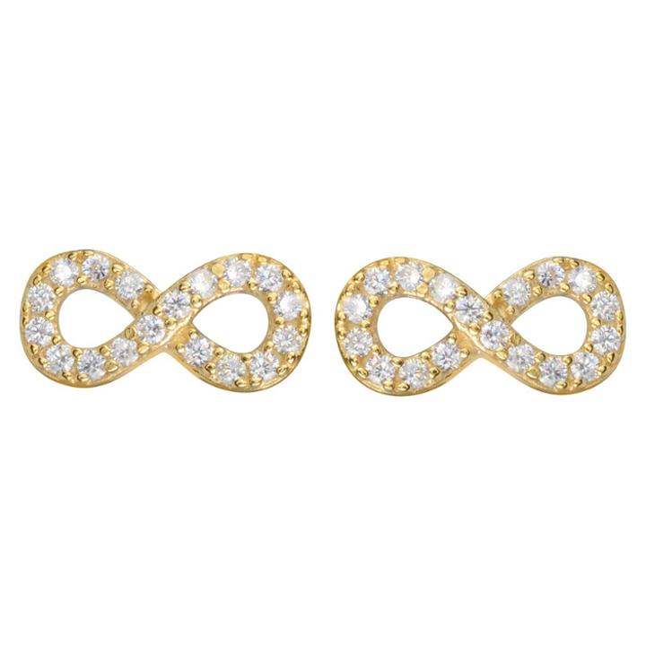 Journee Collection 1/3 Ct. T.w. Round-cut Cz Pave Set Infinity Stud Earrings In Sterling Silver - Gold, Girl's