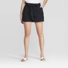 Women's High-rise Eyelet Shorts - A New Day Black