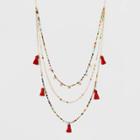 Sugarfix By Baublebar Tassel Tufts Layered Necklace - Red, Women's