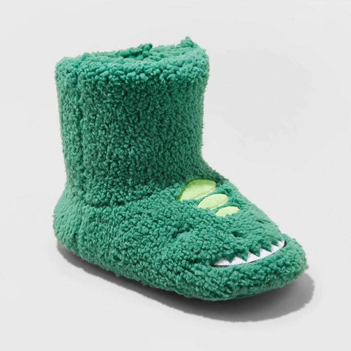 Toddler Boys' Dawson Dinosaur Bootie Slippers - Cat & Jack Green