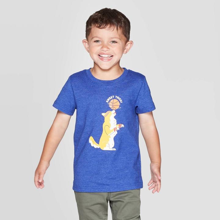 Toddler Boys' Sweet Trick Basketball Graphic Short Sleeve T-shirt - Cat & Jack Blue