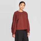 Women's Puff Long Sleeve Crewneck Sweatshirt - Prologue Red L, Women's,