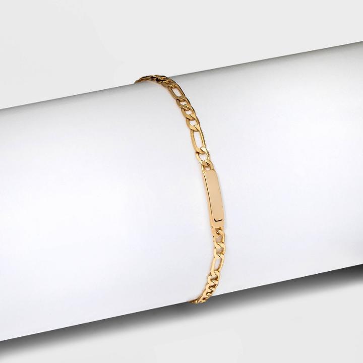 Gold Plated Initial 'j' Bar Figaro Chain Bracelet - A New Day Gold