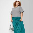 Women's Plus Size Short Sleeve Relaxed Fit Cropped T-shirt - Wild Fable Gray
