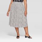 Women's Plus Size Leopard Print Pleated Mid-rise A Line Midi Skirt - Who What Wear Pink