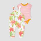 Burt's Bees Baby Baby Girls' Lily Jumpsuit And Bodysuit Set - Coral/green