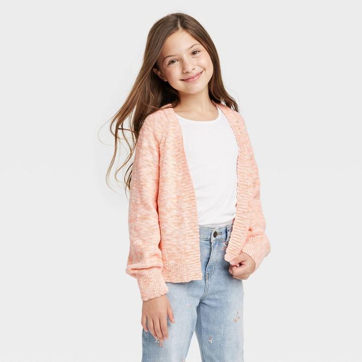 Girls' Cardigan - Cat & Jack Peach