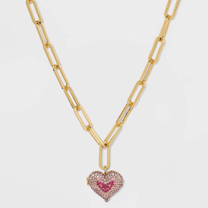 Sugarfix By Baublebar Heart Locket Link Chain Necklace - Pink