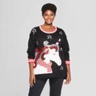 Women's Plus Size Unicorn Christmas Ugly Sweater - 33 Degrees (juniors') Black