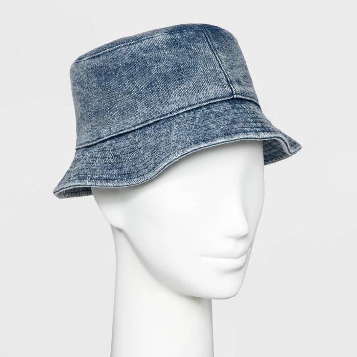 Women's Acid Wash Bucket Hat - Wild Fable Denim (blue)