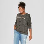 Women's Disney Plus Size Mickey Mouse Print Happy Graphic Sweatshirt (juniors') Charcoal