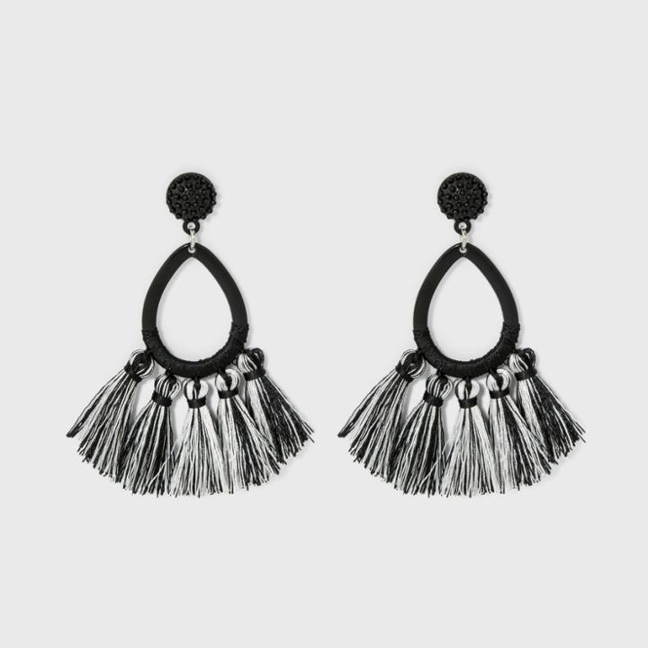Sugarfix By Baublebar Tassel Fringe Hoop Earrings - Black/white, Girl's
