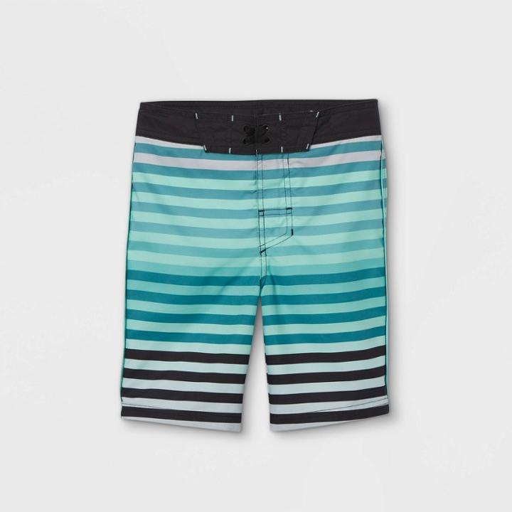 Plusboys' Gradient Striped Swim Trunks - Art Class Teal