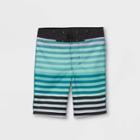 Plusboys' Gradient Striped Swim Trunks - Art Class Teal