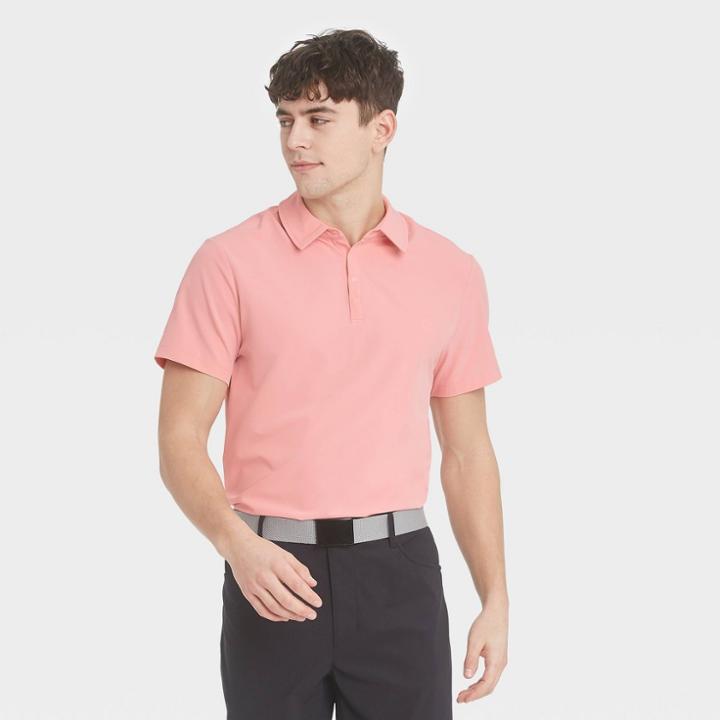Men's Stretch Woven Polo Shirt - All In Motion Bright Pink