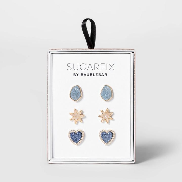 Sugarfix By Baublebar Druzy Stud Earring Set - Blue, Women's,