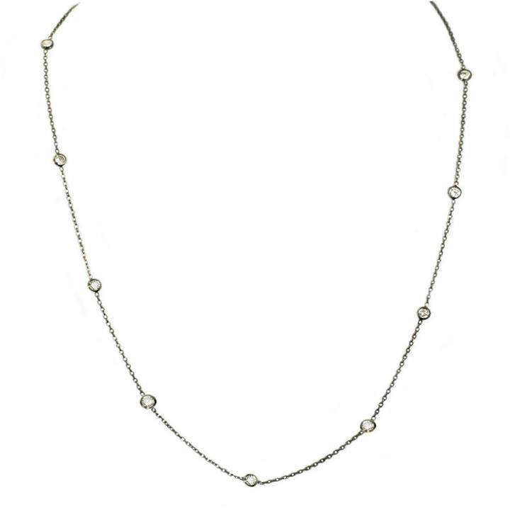 Zirconmania Women's Zirconite 10-station Cubic Zirconia Necklace - Black