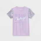 Girls' Disney Princess Courage Sequin Short Sleeve T-shirt - Purple