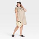 Women's Plus Size Sleeveless Ruffle Yoke Dress - A New Day Cream