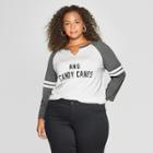 Women's Plus Size 3/4 Sleeve Champagne And Candy Canes Raglan Graphic T-shirt - Grayson Threads White