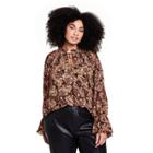 Women's Plus Size Paisley Print Long Sleeve Tie-front Blouse - Nili Lotan X Target Brown