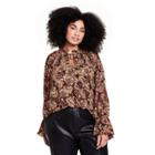 Women's Plus Size Paisley Print Long Sleeve Tie-front Blouse - Nili Lotan X Target Brown