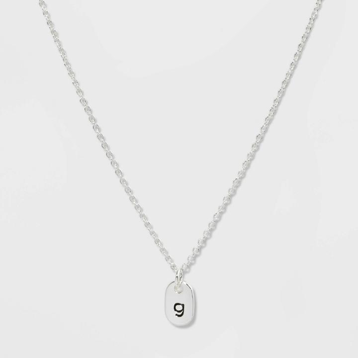 Initial G Tag Necklace - A New Day Silver, Women's