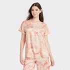 Women's Tie-dye Satin Sleep T-shirt - Stars Above Pink