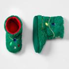 Kids' Christmas Tree Bootie Slippers - Cat & Jack Dark Green