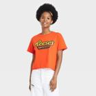 Mighty Fine Women's Halloween Reese's Cropped Short Sleeve Graphic T-shirt - Orange